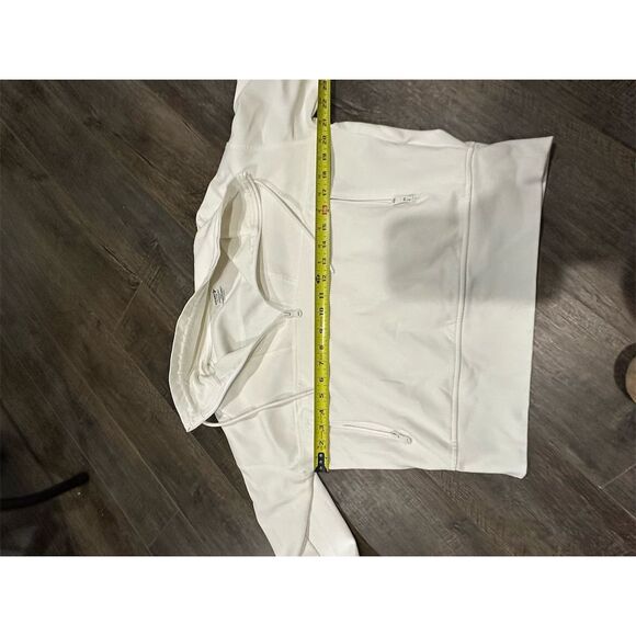 Old Navy Unisex White Fleece Hoodie Medium Quarter-Zip Casual Fall - Picture 2 of 4